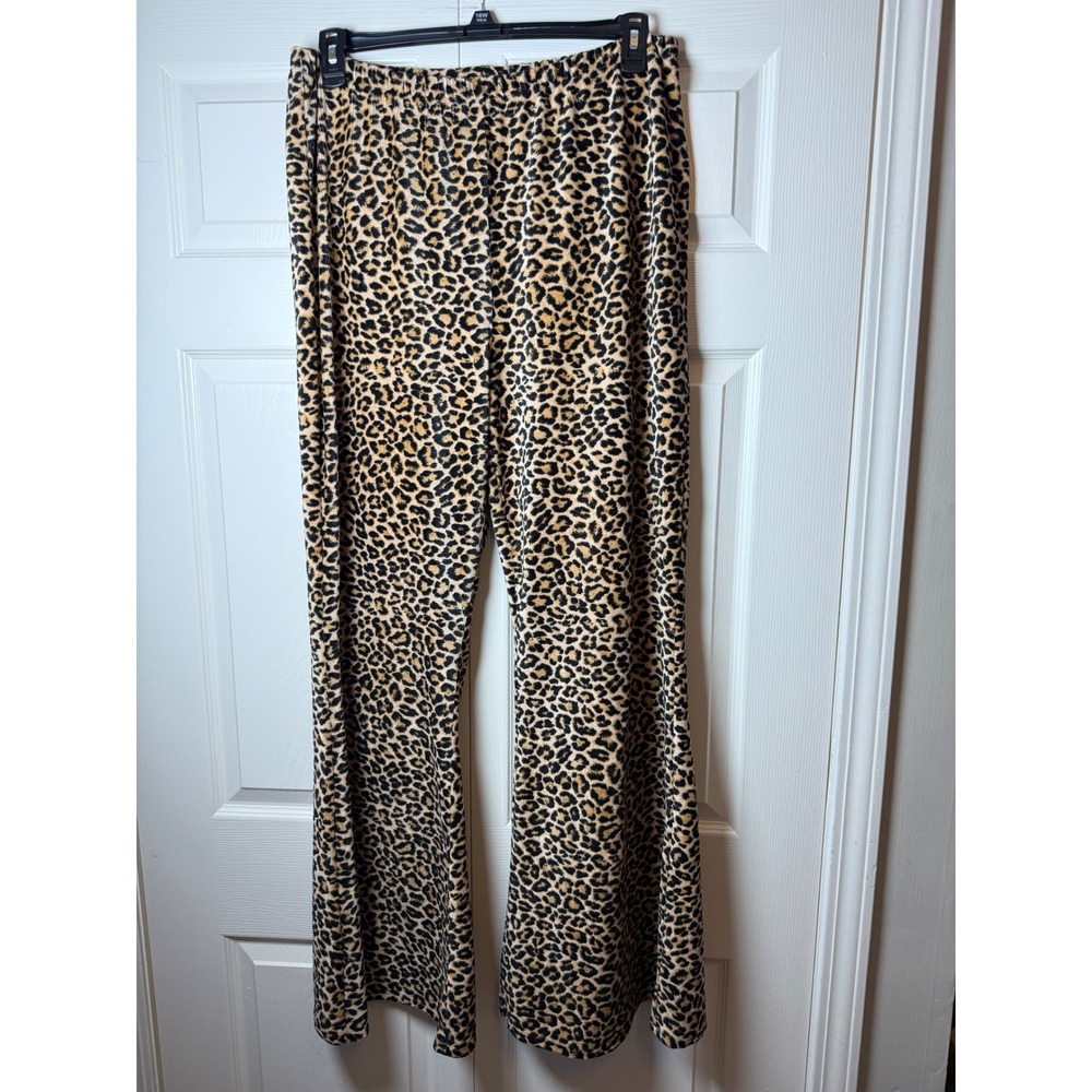 JODIFL Women's Curvy Cheetah Print Flare Pull On‎ Pants 2X New